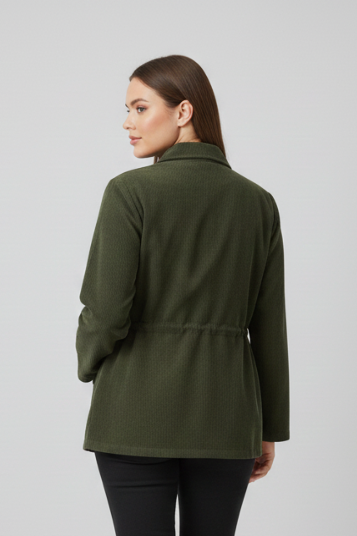 Women’s Jacket with Drawstring Waist and Buttons