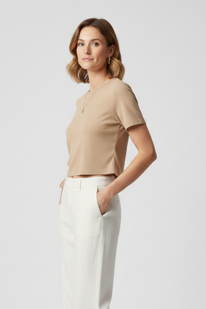Women’s Crop T-Shirt with Side Ruching and Ties