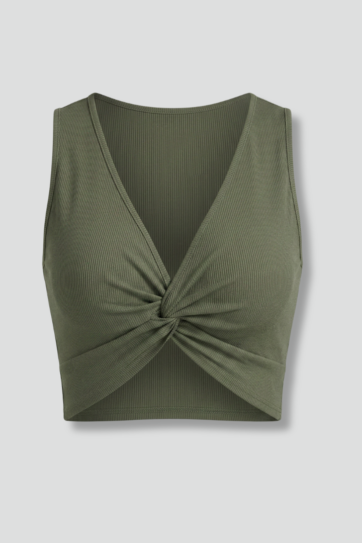 Women’s Crop Top with Deep V-Neck and Twist Front