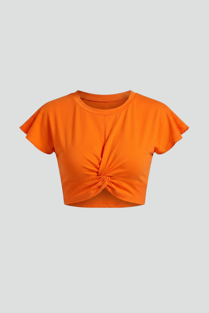 Women’s Crop Top with Twist Front and Short Sleeves