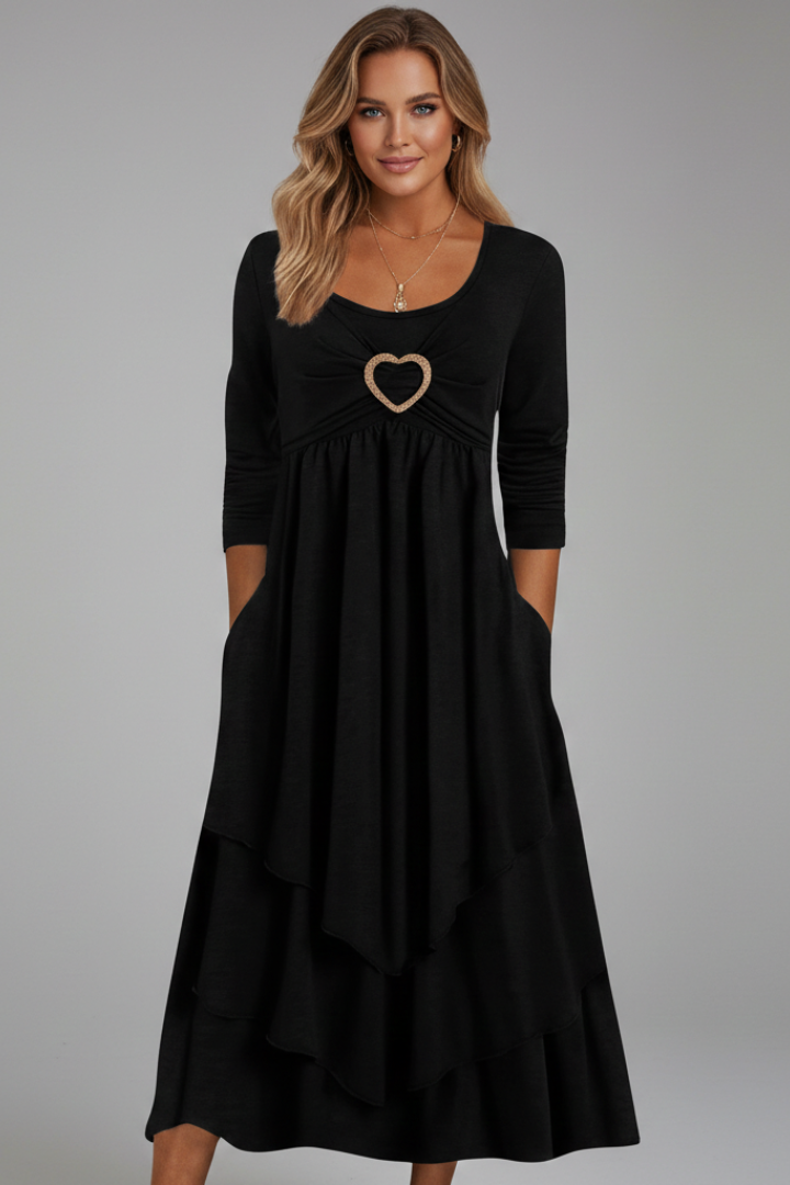 Women’s Dress with Heart Detail and Long Sleeves