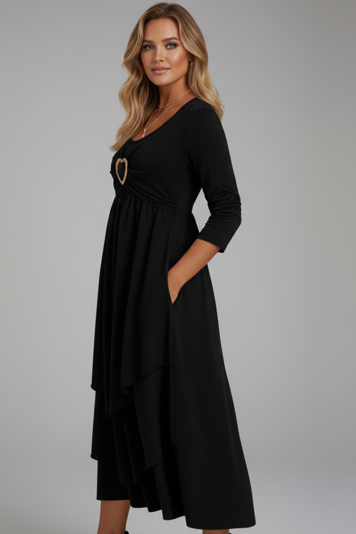 Women’s Dress with Heart Detail and Long Sleeves