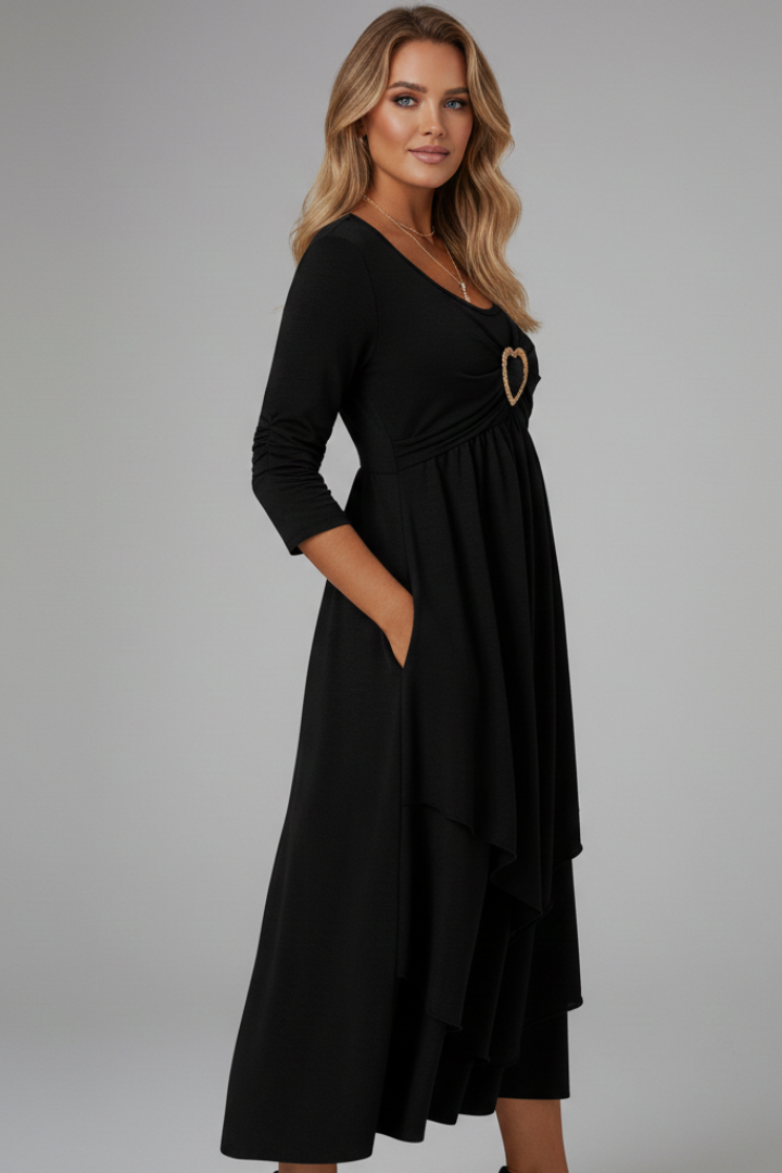 Women’s Dress with Heart Detail and Long Sleeves
