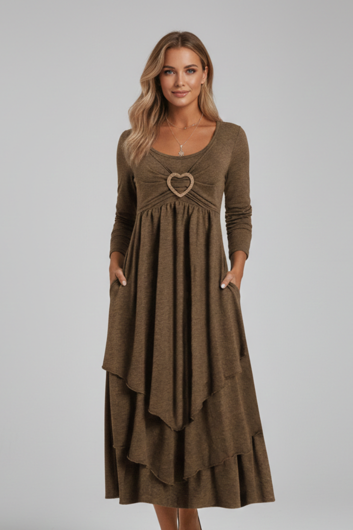 Women’s Dress with Heart Detail and Long Sleeves