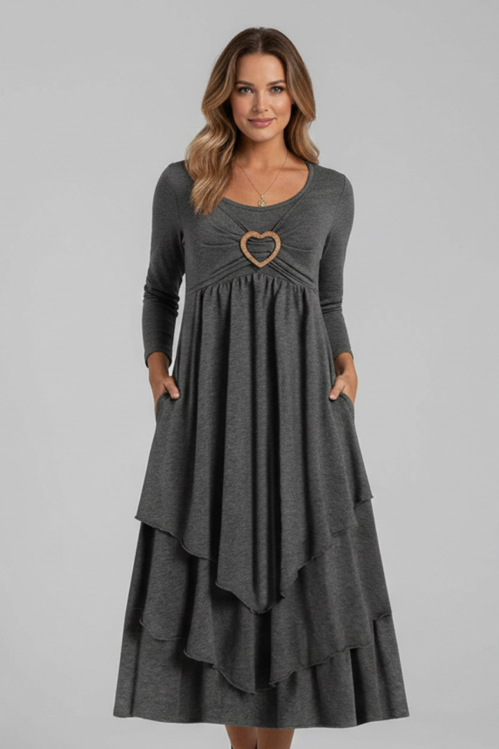 Women’s Dress with Heart Detail and Long Sleeves