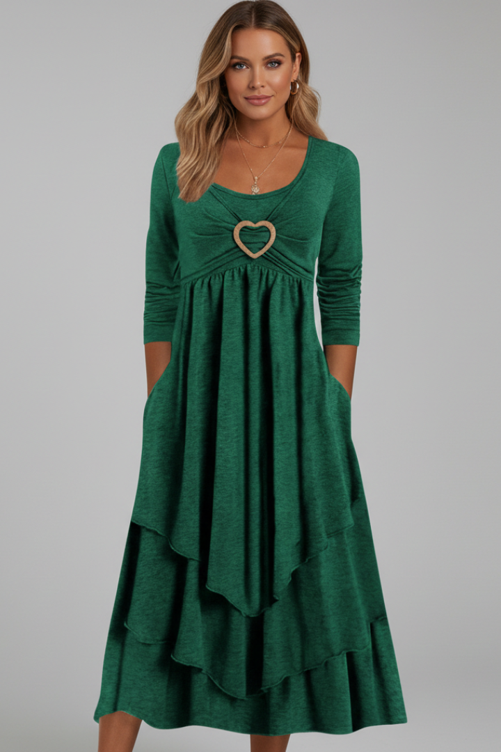 Women’s Dress with Heart Detail and Long Sleeves