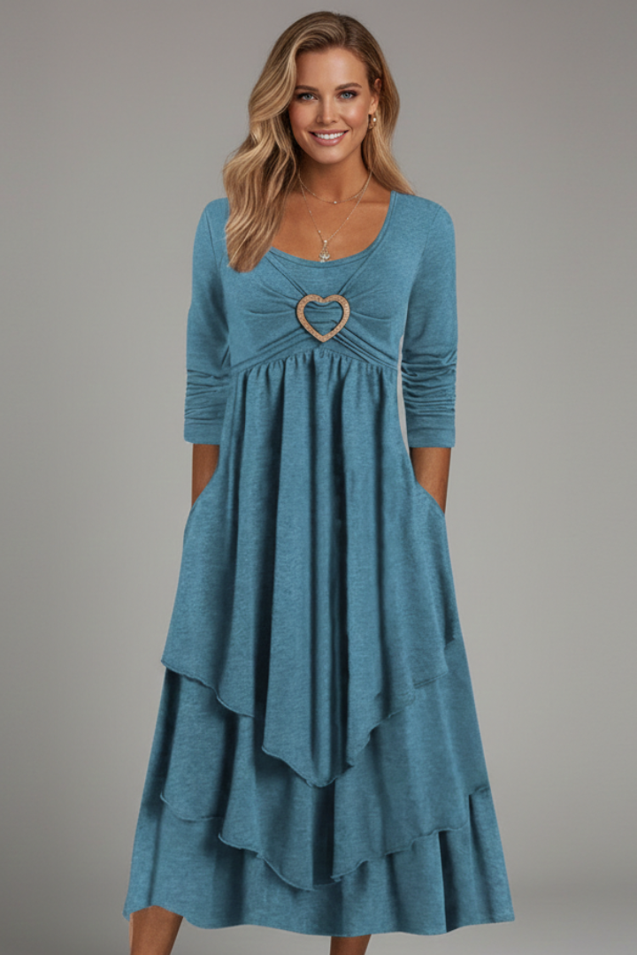 Women’s Dress with Heart Detail and Long Sleeves