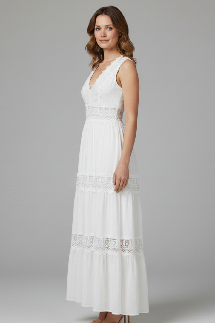Women’s Dress with Appliques and Tiered Skirt