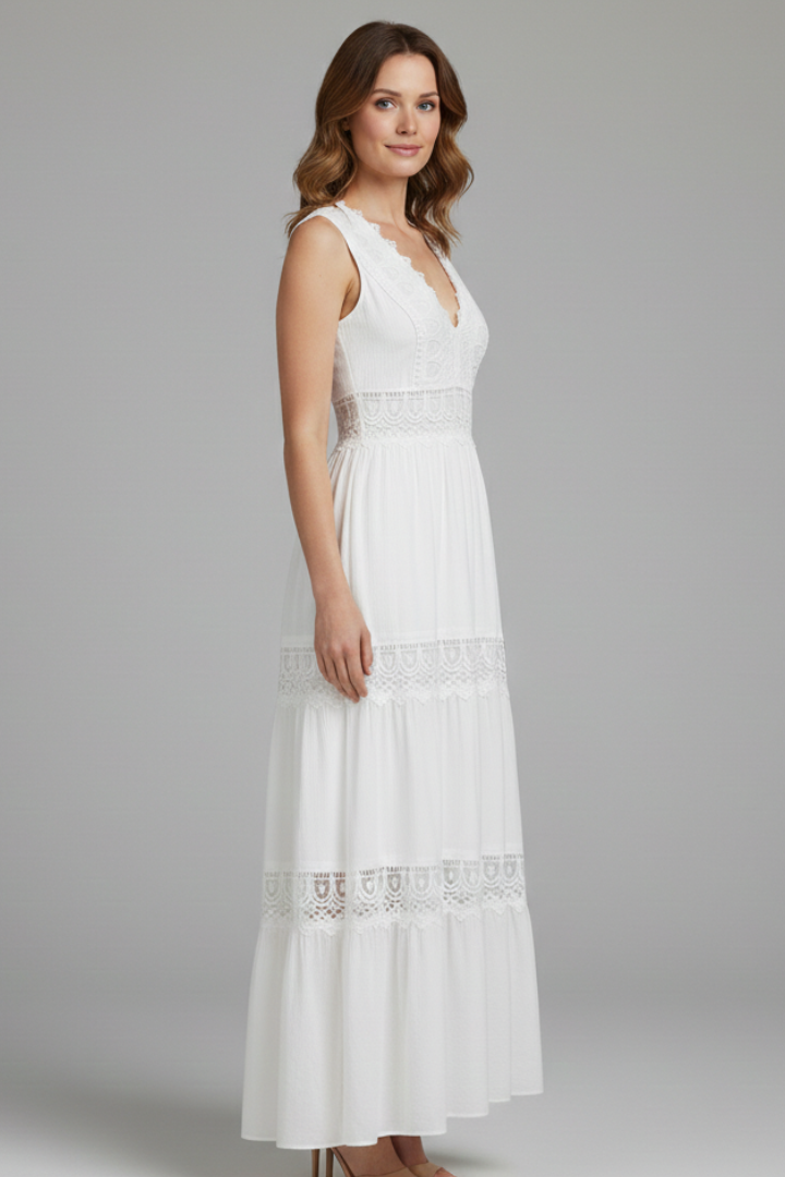 Women’s Dress with Appliques and Tiered Skirt