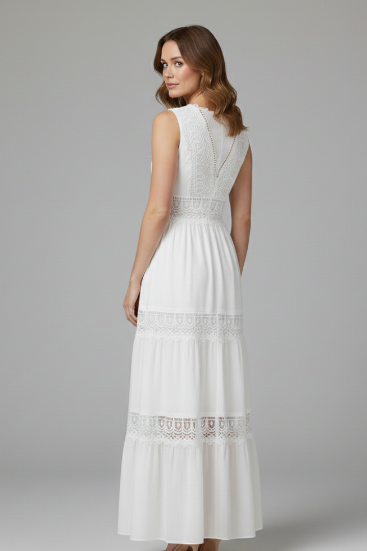 Women’s Dress with Appliques and Tiered Skirt