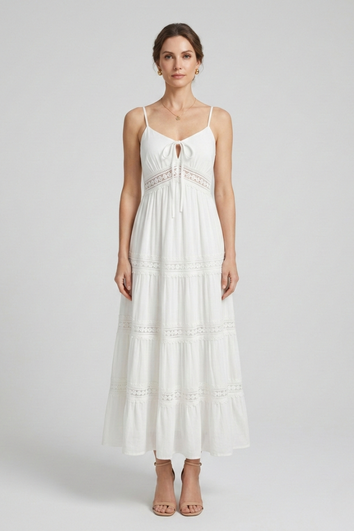 Women’s Dress with Spaghetti Straps and Tiered Skirt
