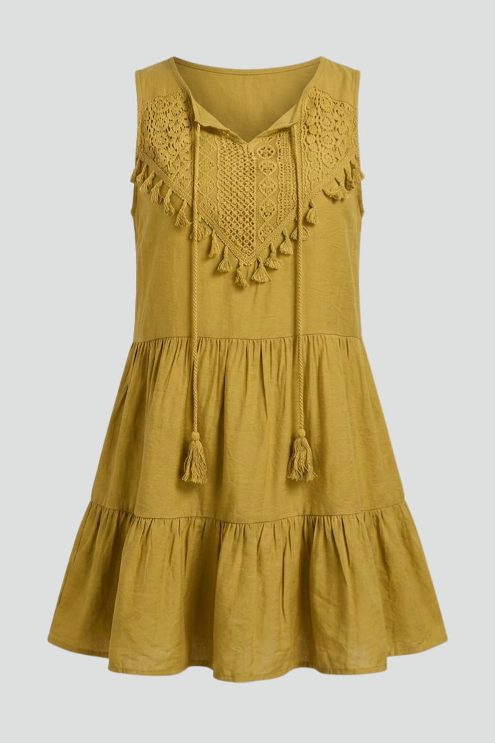 Women’s Dress with V-Neck and Tiered Hem