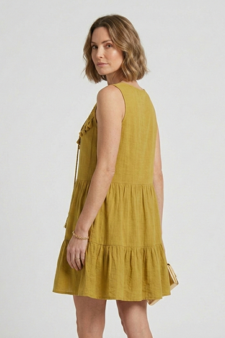 Women’s Dress with V-Neck and Tiered Hem