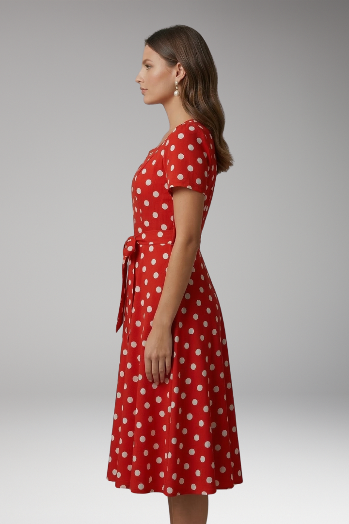 Women’s Dress with V Neckline and Short Sleeves