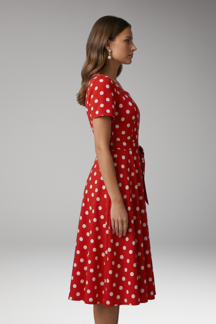Women’s Dress with V Neckline and Short Sleeves