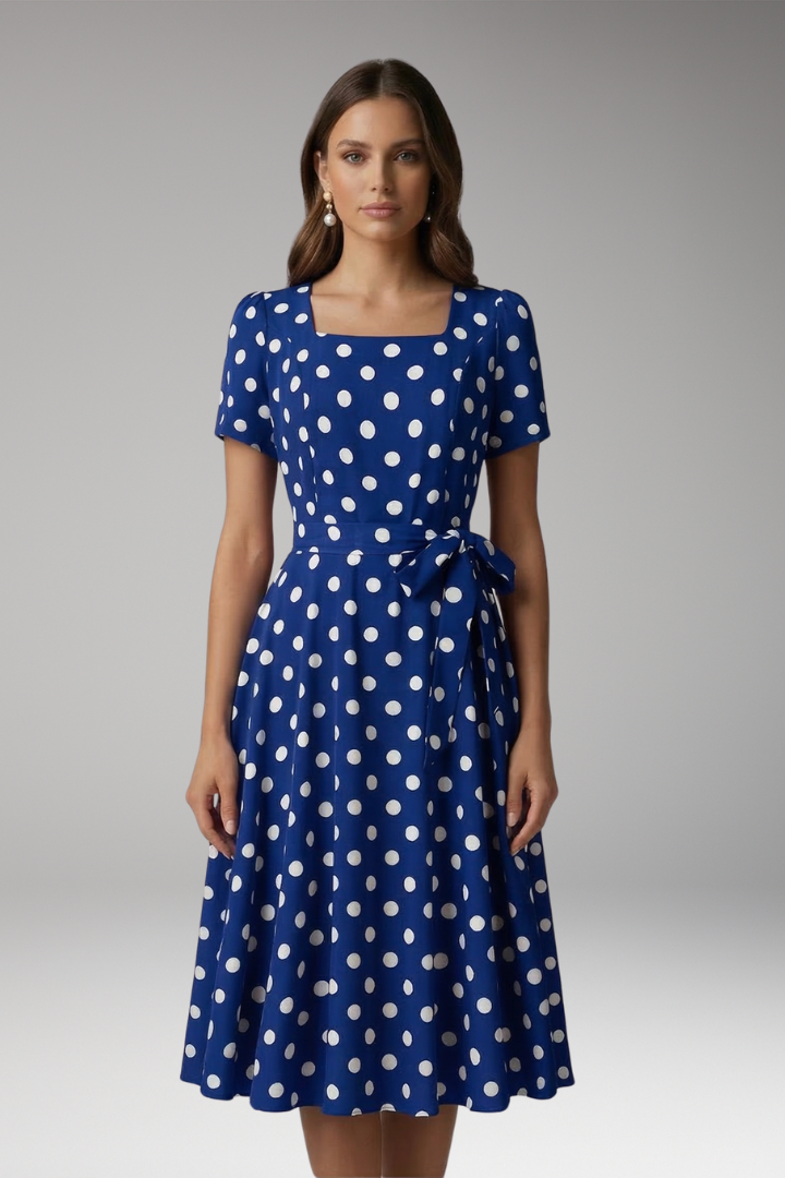Women’s Dress with V Neckline and Short Sleeves