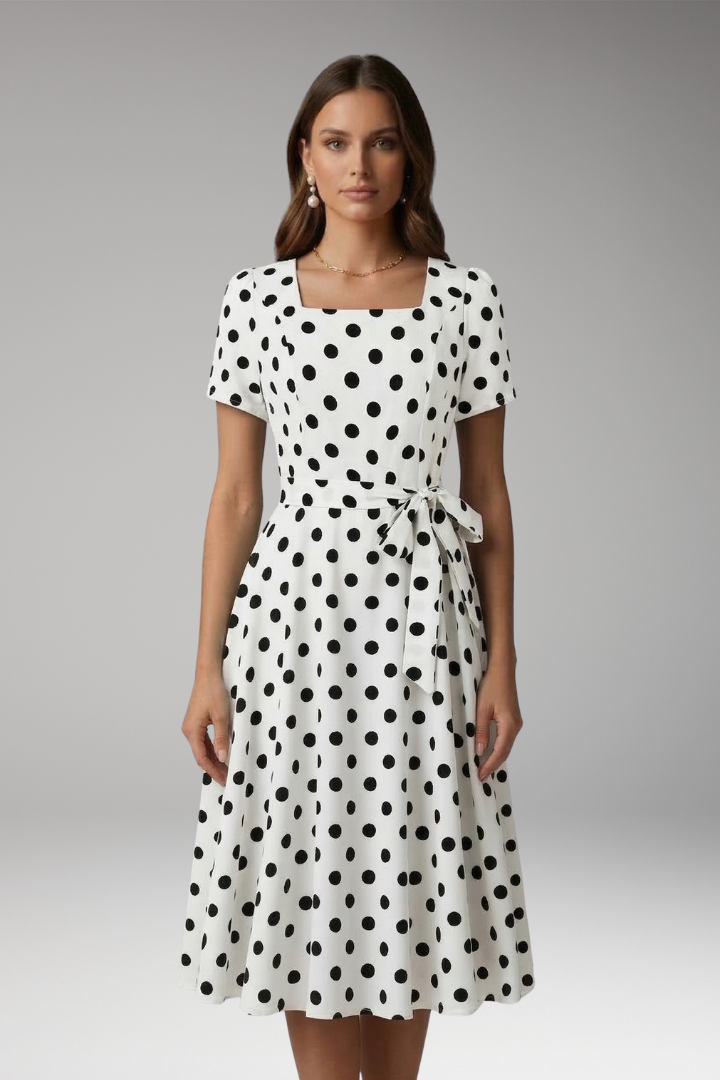 Women’s Dress with V Neckline and Short Sleeves