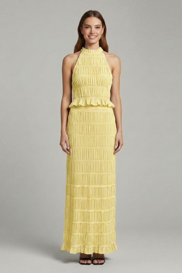 Women’s Halter Top and Maxi Skirt with Tie Back and Tiered Hem