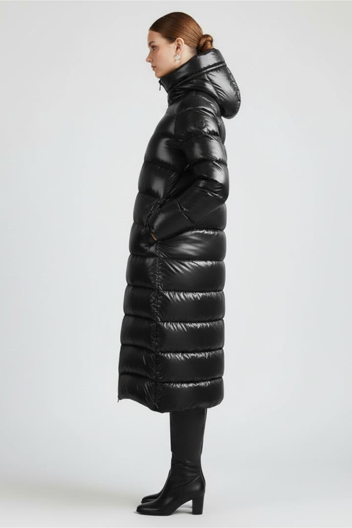 Women’s Hooded Jacket with Full Zip and Quilted Surface