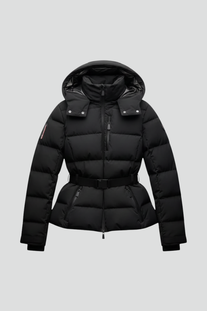 Women’s Jacket with High Collar and Waist Belt
