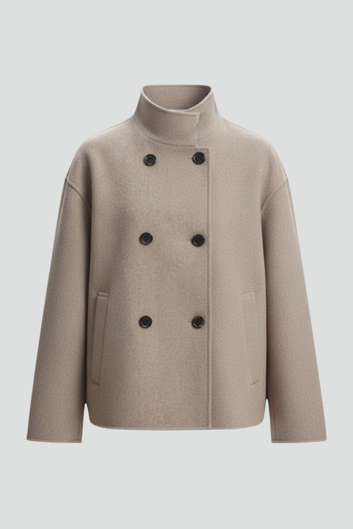 Women’s Jacket with Stand Collar and Button Closure