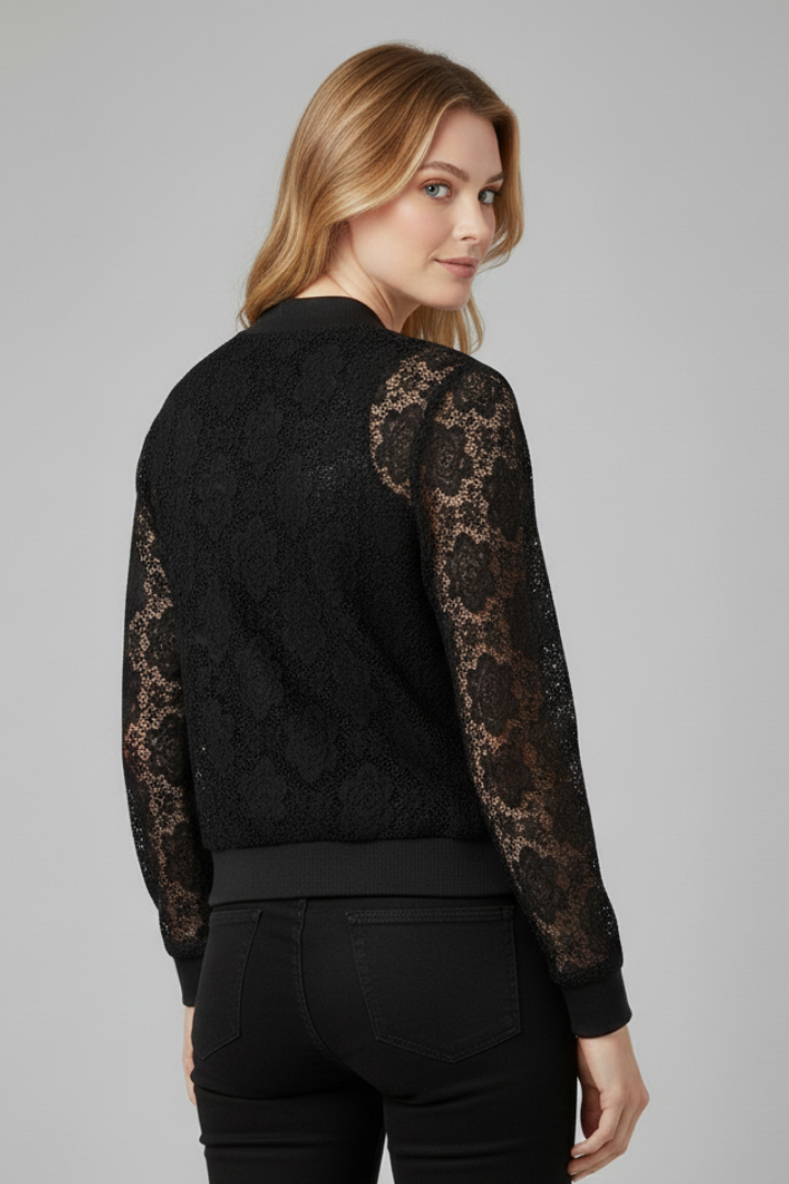 Women’s Jacket with Zip Fastening and-Look Surface