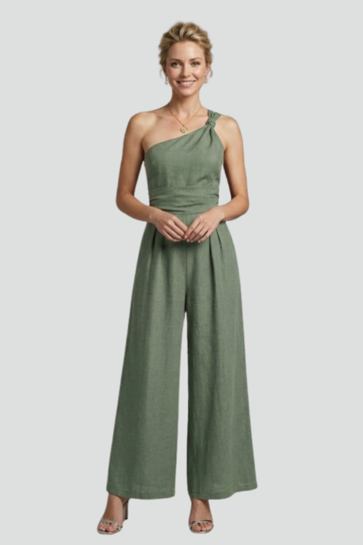 Women’s Jumpsuit with One-Shoulder Neckline and Wide Legs