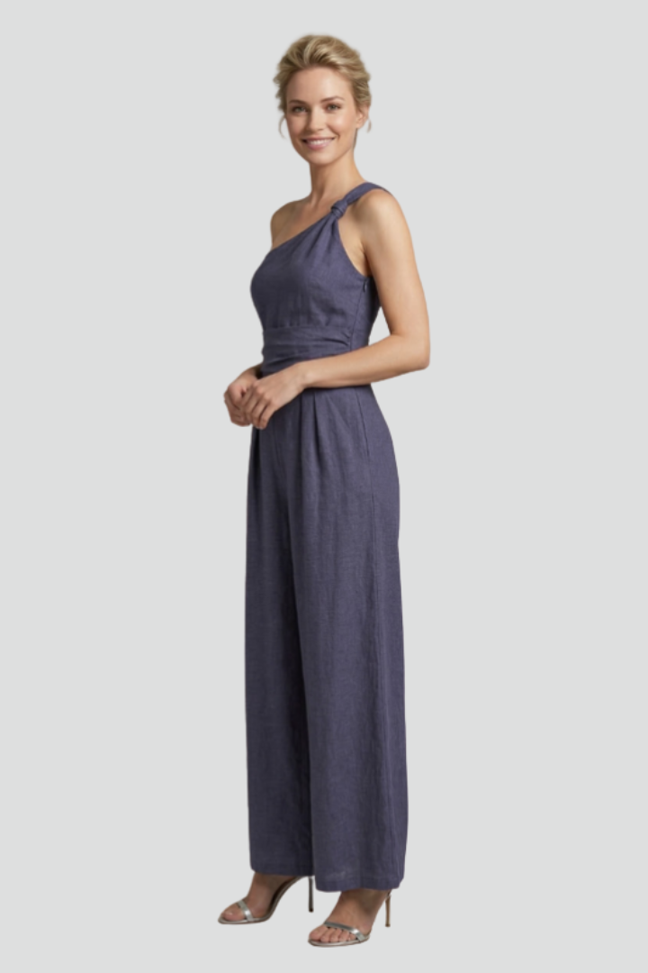 Women’s Jumpsuit with One-Shoulder Neckline and Wide Legs