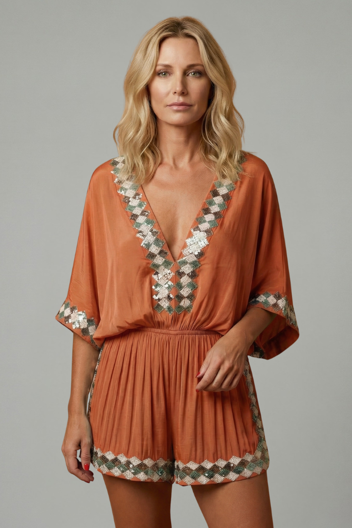 Women’s Jumpsuit with V Neck and Wide Legs