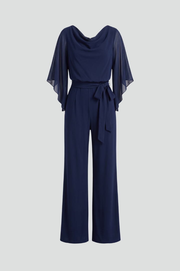 Women’s Jumpsuit with V Neckline and Waist Tie