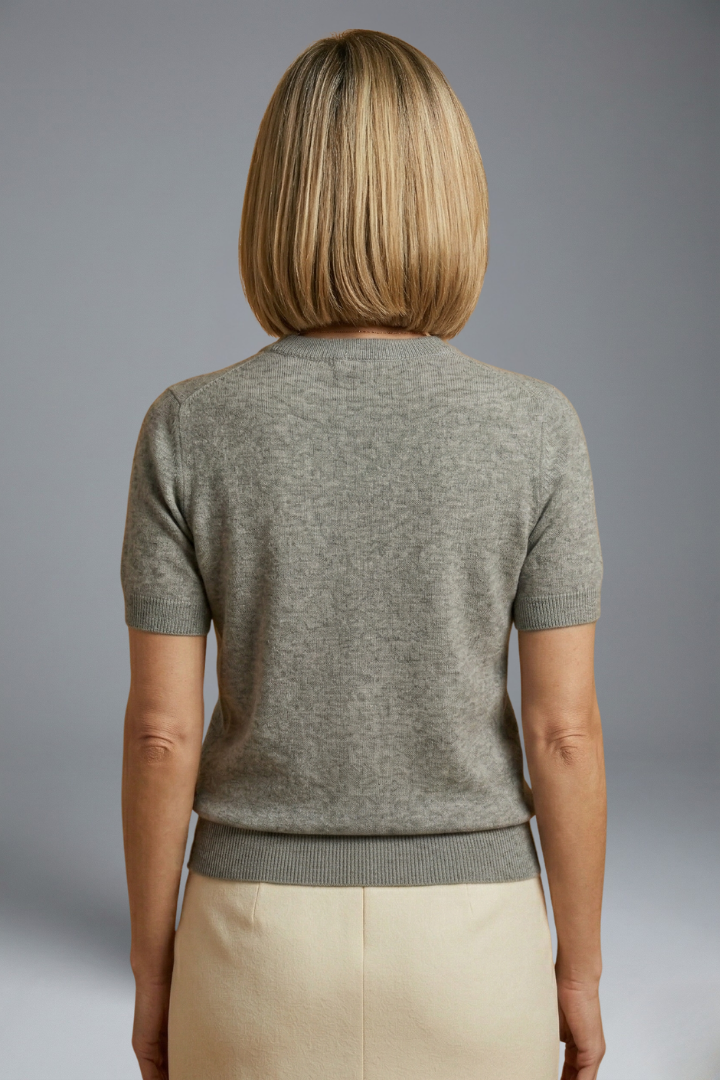 Women’s Knit Top with Crew Neck and Ribbed Hem