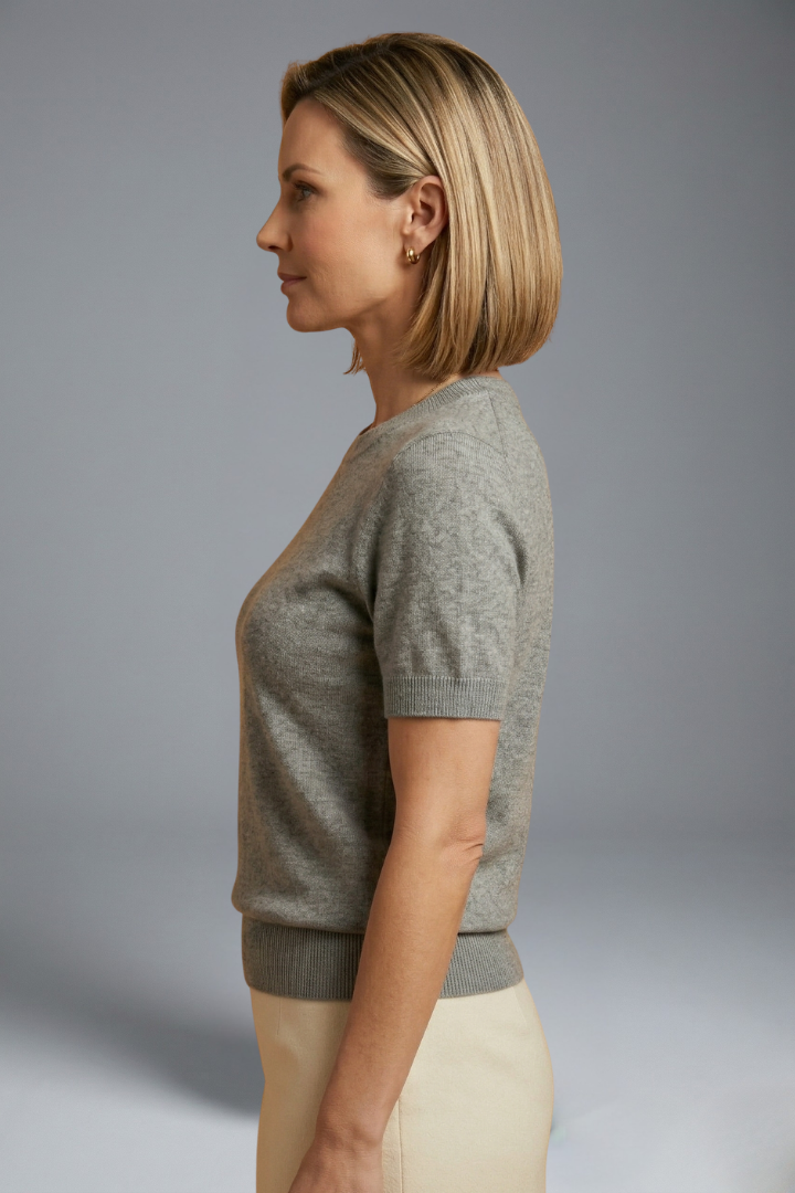 Women’s Knit Top with Crew Neck and Ribbed Hem