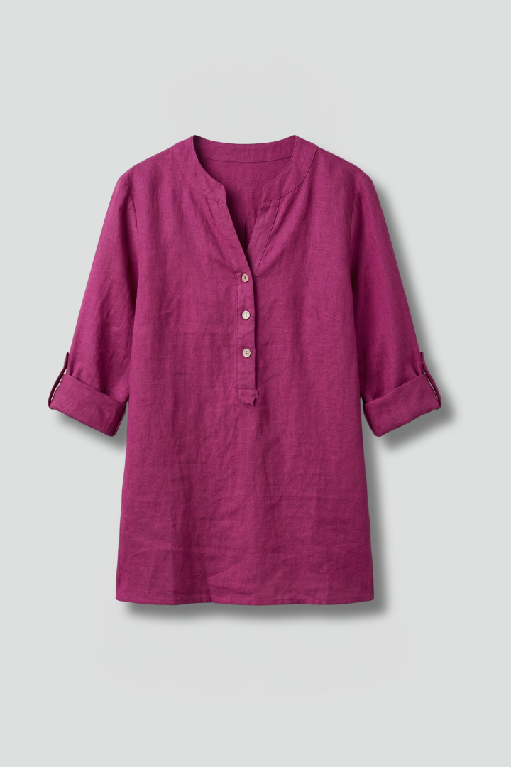 Women’s Blouse with Button Closure and Roll Sleeves