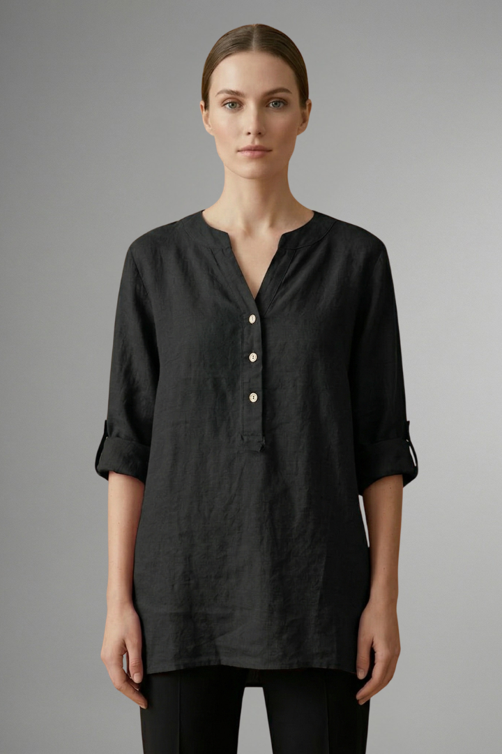 Women’s Blouse with Button Closure and Roll Sleeves