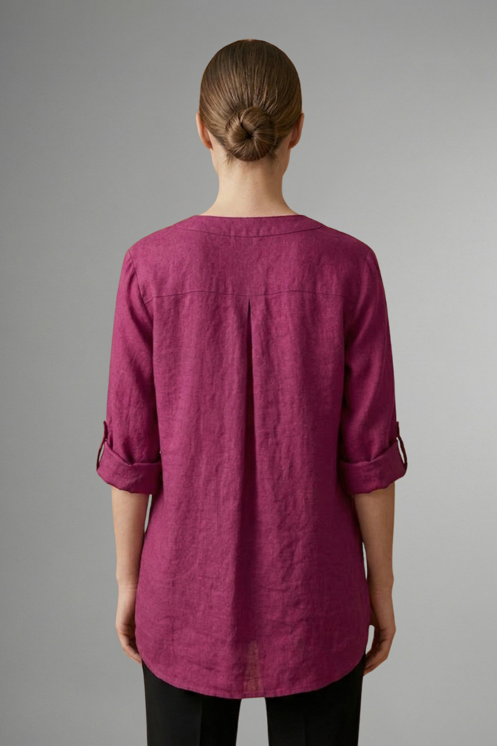 Women’s Blouse with Button Closure and Roll Sleeves