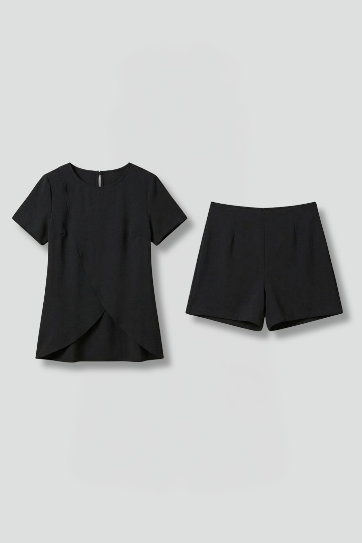 Women’s Lounge Set with Relaxed Fit and Short Sleeves