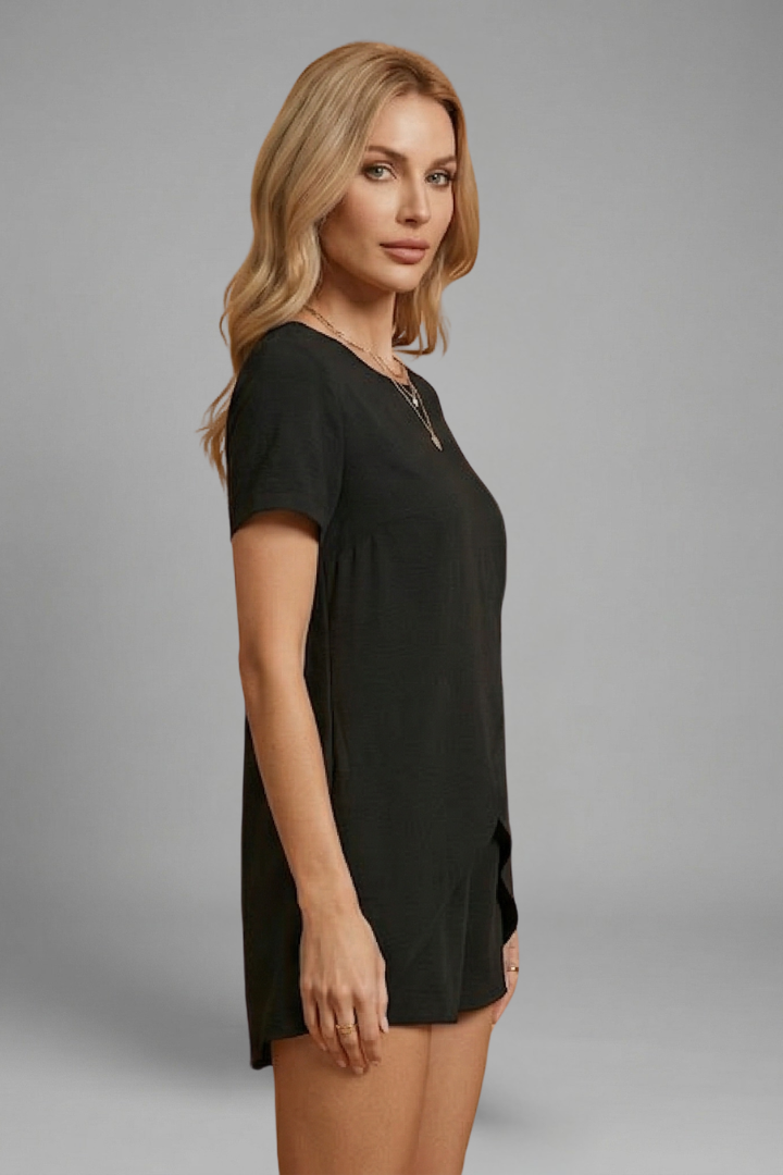 Women’s Lounge Set with Relaxed Fit and Short Sleeves