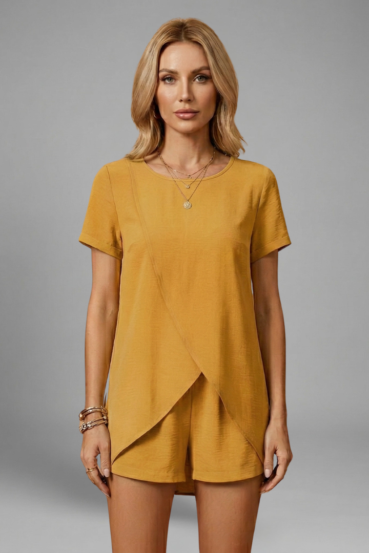Women’s Lounge Set with Relaxed Fit and Short Sleeves