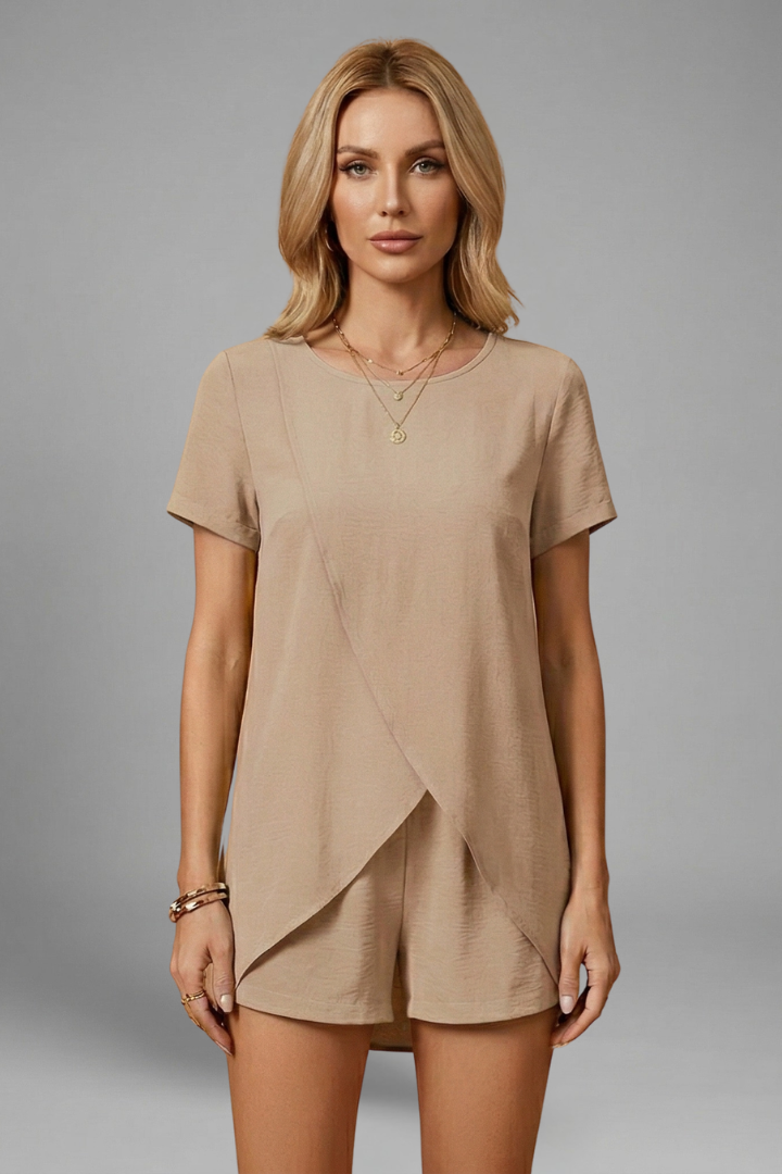 Women’s Lounge Set with Relaxed Fit and Short Sleeves