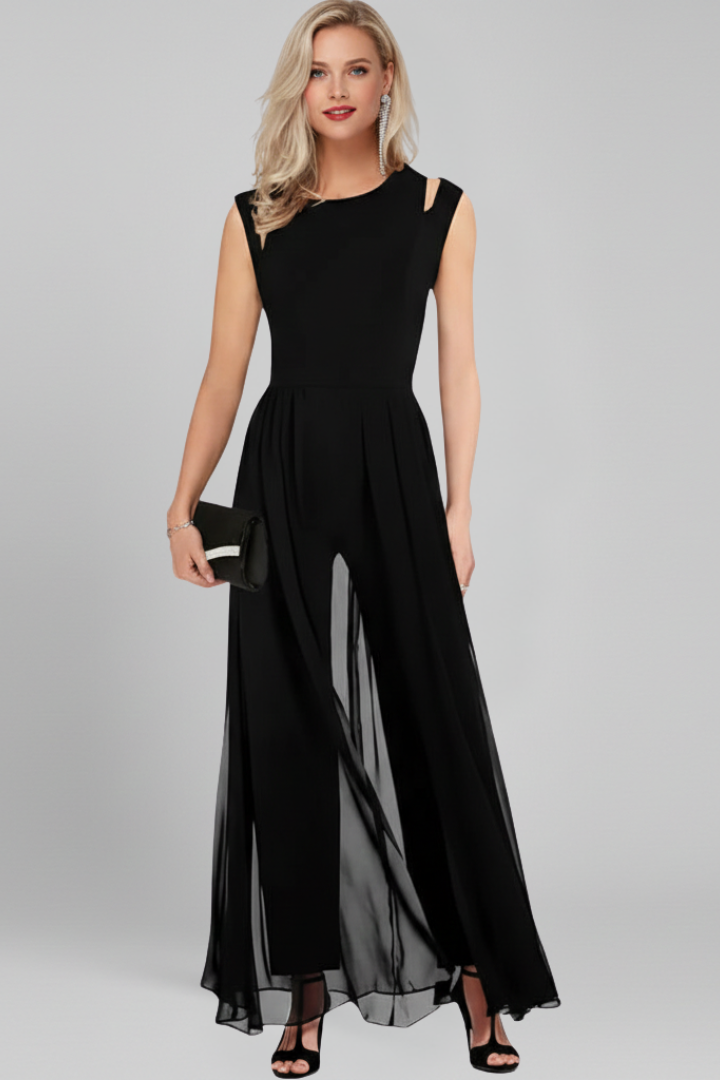 Women’s Maxi Dress with Sleeveless Cut and Side Slit