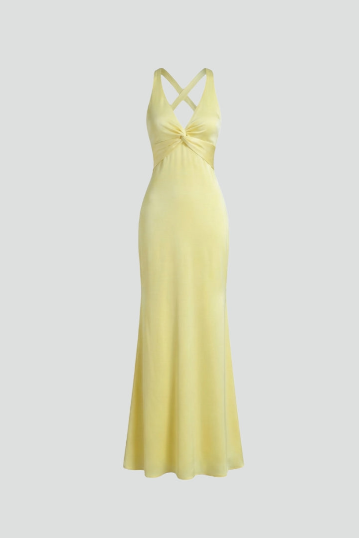 Women’s Maxi Dress with V-Neck and Fitted Waist