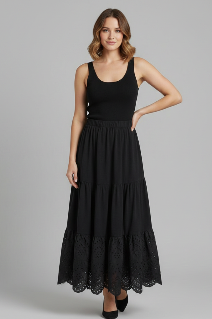Women’s Maxi Skirt with Elastic Waist and Hem