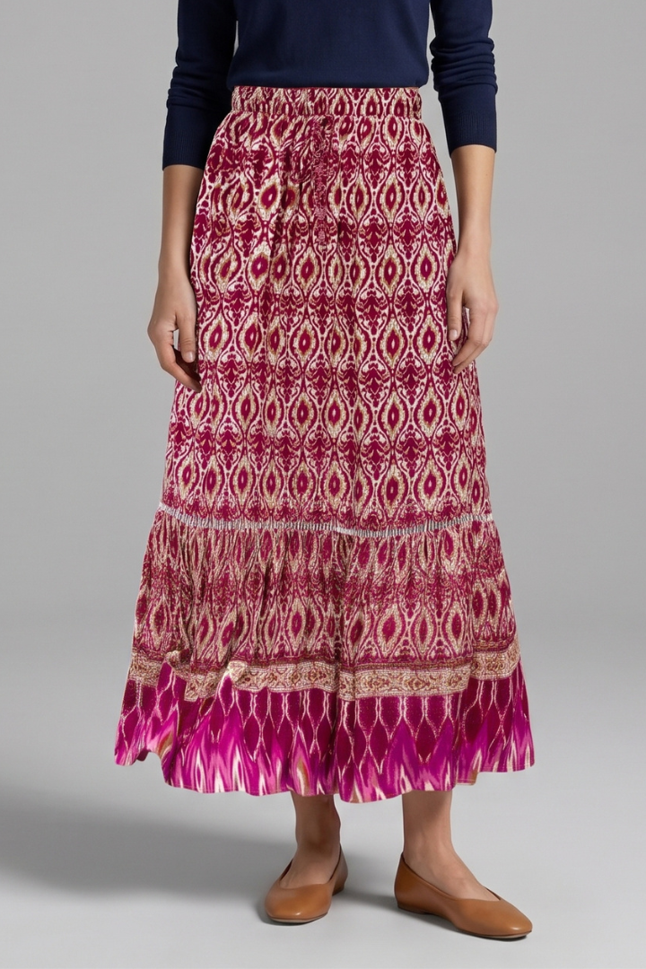 Women’s Maxi Skirt with Elastic Waist and Tiered Panels