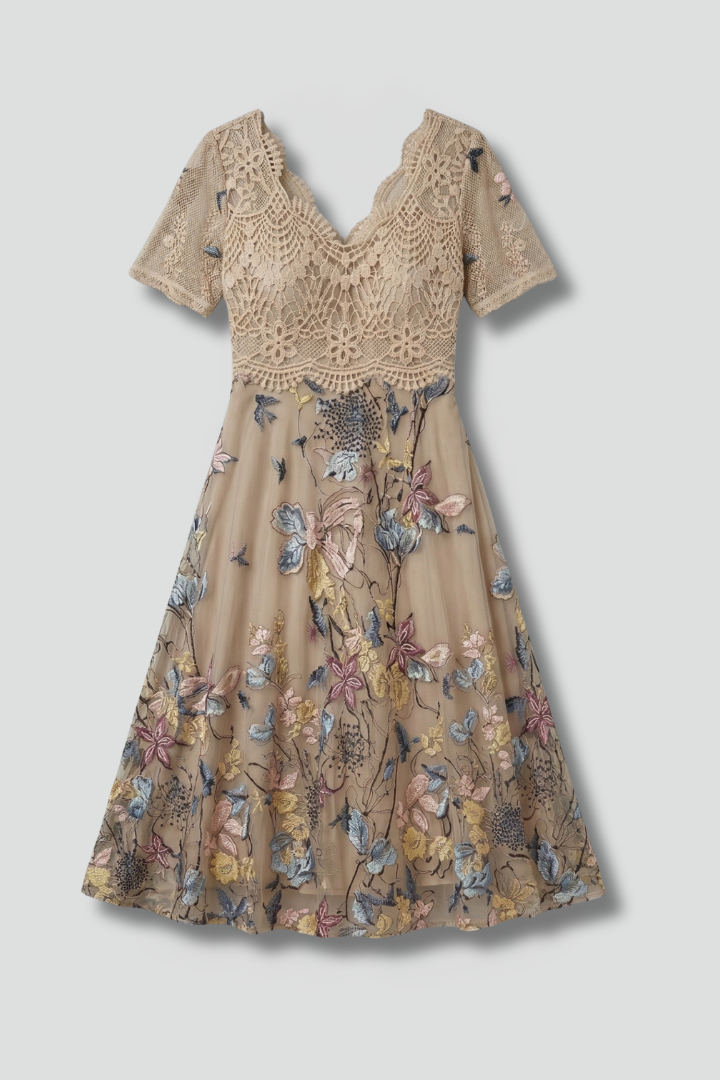 Women’s Midi Dress with Detail and V Neck