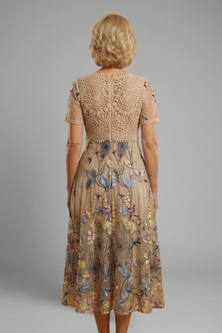 Women’s Midi Dress with Detail and V Neck