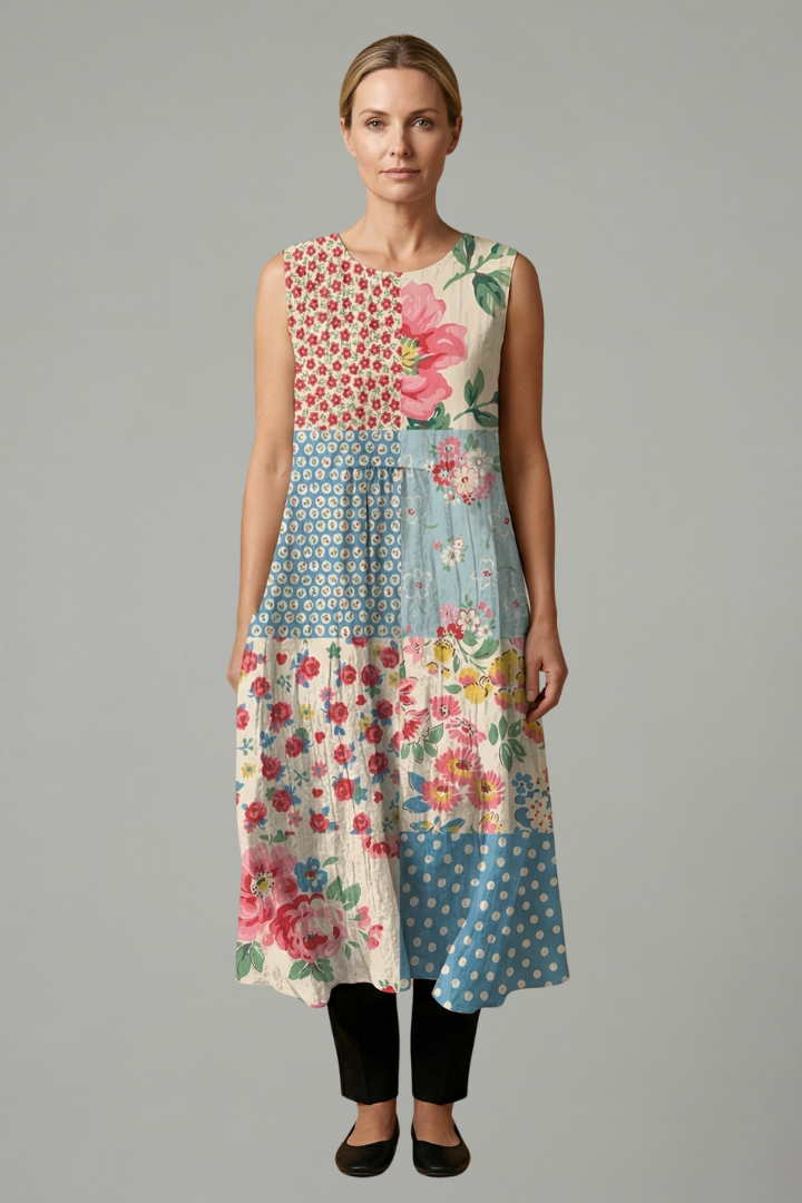 Women’s Midi Dress with Sleeveless Design and