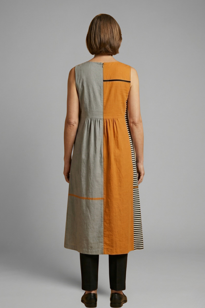 Women’s Midi Dress with Sleeveless Design and