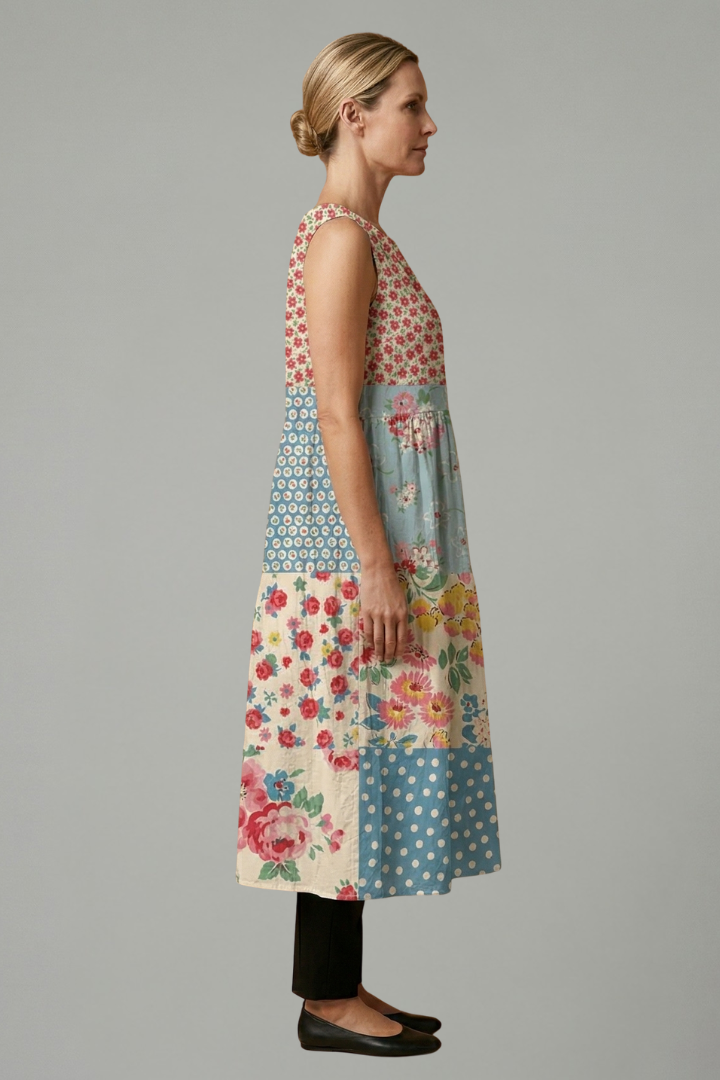 Women’s Midi Dress with Sleeveless Design and