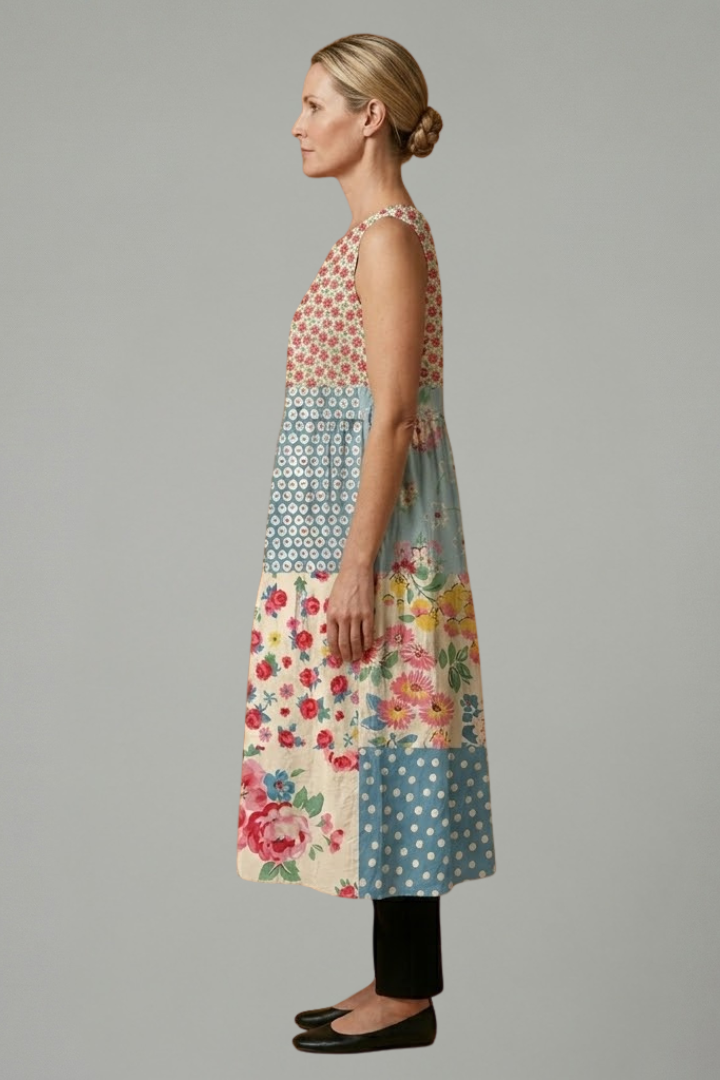 Women’s Midi Dress with Sleeveless Design and