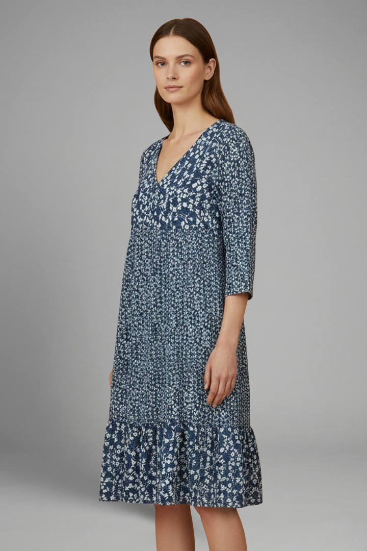 Women’s Midi Dress with Structured Fit and Plain Surface